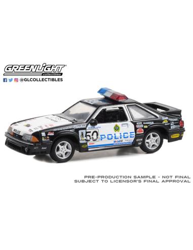 Coche de metal en miniatura Ford Mustang LX - Edmonton Police, Edmonton, Alberta, Canada (1993) Greenlight 30368 escala 1/64
