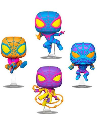 Funko Marvel Pack de 4 Figuras POP! TV Vinyl Miles Morales (BLKLT) 9 cm