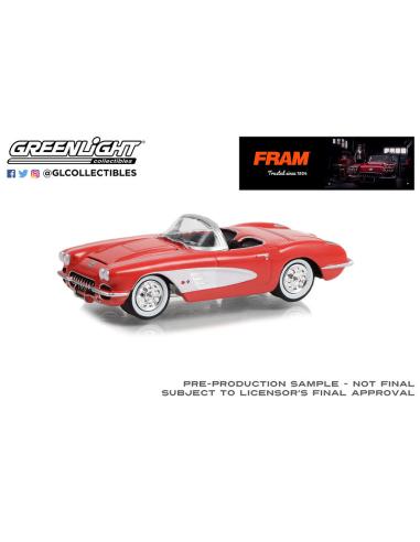 Coche de metal en miniatura Chevrolet Corvette - FRAM OIL (1934) Greenlight 30388 escala 1/64
