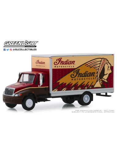 Coche de metal en miniatura International Durastar Box Van "Indian Motorcycle" (2013) Greenlight 1/64