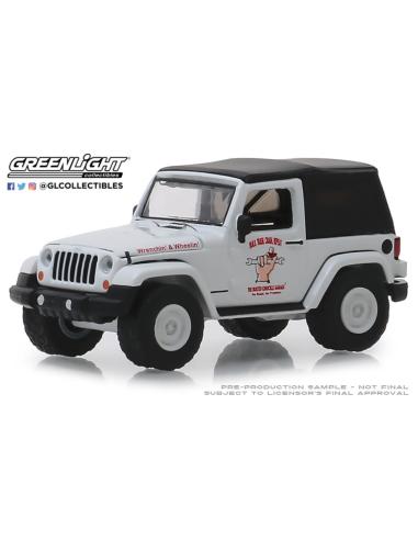 Coche de metal en miniatura Jeep Wrangler "Aventuras en la carretera" (2012) Greenlight 1/64