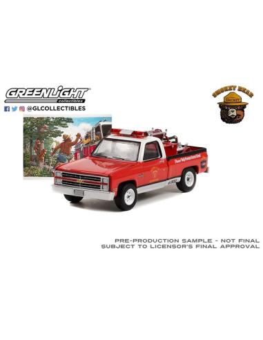 Coche de metal en miniatura Chevrolet C20 - Bomberos forestales "Smokey Bear Series 1" (1984) Greenlight 1/64