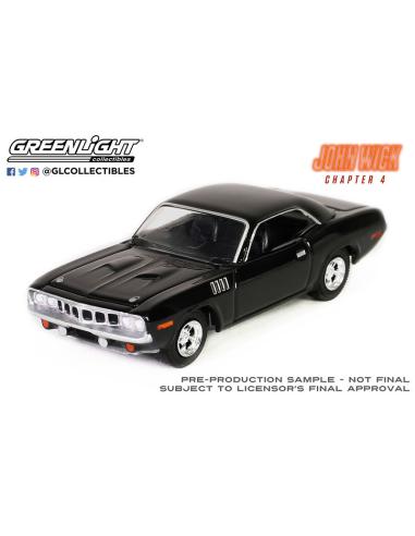 Coche de metal en miniatura Plymouth 'Cuda - pelicula John Wick: Chapter 4 (2023) Hollywood Series 41 Greenlight escala 1/64