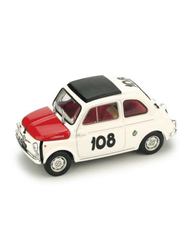 Coche de metal en miniatura Fiat Abarth 595 "1º Coppa Gallega" nº 108 Leonardo Dürst (1965) Brumm 1/43