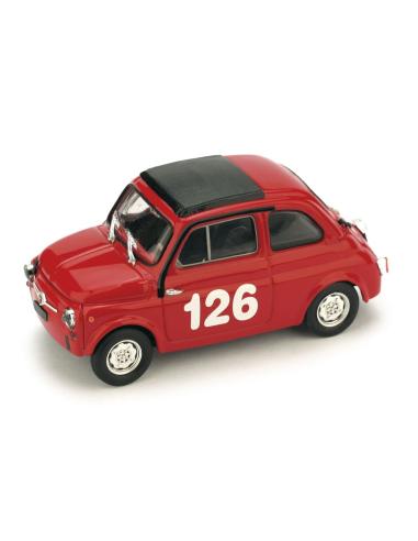Coche de metal en miniatura Fiat Abarth 595 "1º Premio Campagnano" nº 126 Raffaele Pinto (1965) Brumm 1/43