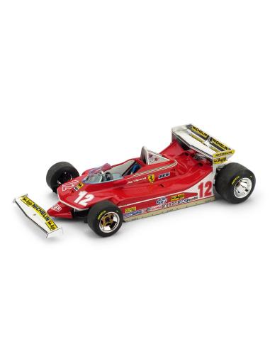 Coche de metal en miniatura Ferrari 312 T4 "GP. Mónaco" nº 12 Gilles Villeneuve (1979) Brumm 1:43