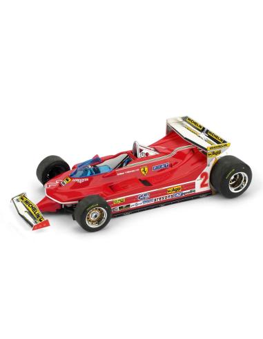 Coche de metal en miniatura Ferrari 312 T5 "GP. Mónaco" nº 2 Gilles Villeneuve (1980) Brumm 1:43