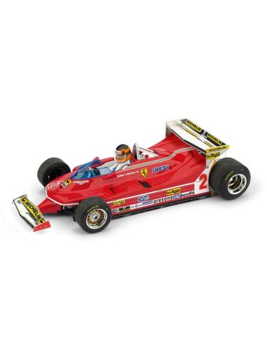 Coche de metal en miniatura Ferrari 312 T5 "GP. Mónaco" nº 2 Gilles Villeneuve (1980) Brumm 1:43