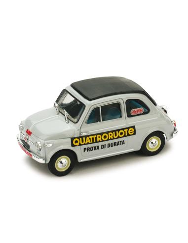 Coche de metal en miniatura Fiat Nuova 500 "Prueba de Resistencia de Quattroruote" (1958) Brumm R433 escala 1/43