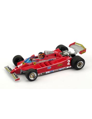 Coche de metal en miniatura Ferrari 126 C "GP. Imola Prueba" nº 2 Gilles Villeneuve (1980) Brumm 1/43