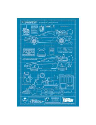 FaNaTtik Regreso al futuro Litografia Time Machine Blueprint Limited Edition 42 x 30 cm