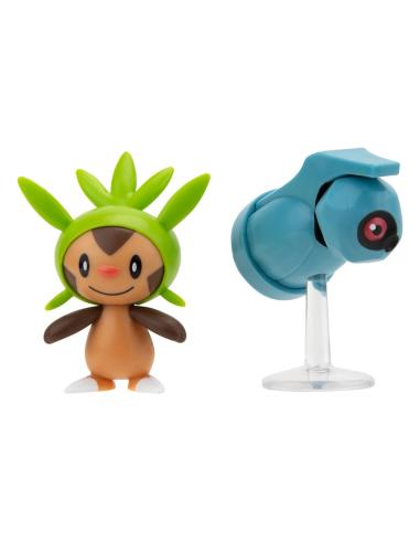 Jazwares Pokémon Pack de 2 Figuras Battle Figure First Partner Set Chespin, Beldum 5 cm