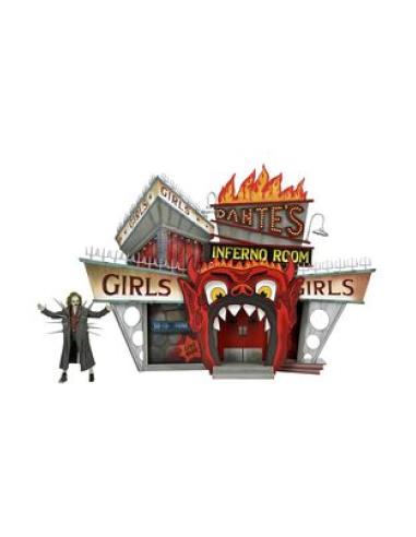 NATIONAL ENTERTAINMENT COLLECTIBLES ASSOC. ULTIMATE BEETLEJUICE TRENCHCOAT WITH SPIKES SCALE ACTION FIG. 18 CM & INFERNO ROOM DE