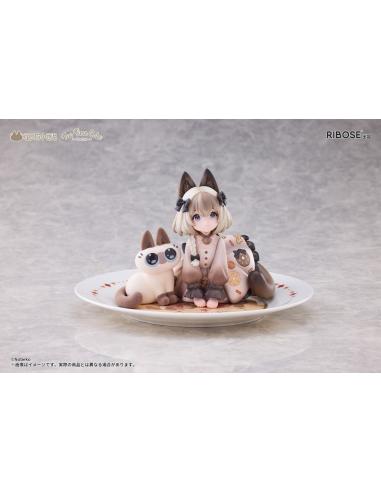 Ribose Decorated Life Collection Estatua PVC Tea Time Cats x Siamese Cat Azuki-san Friendship Collaboration Exclusive Set 18 cm