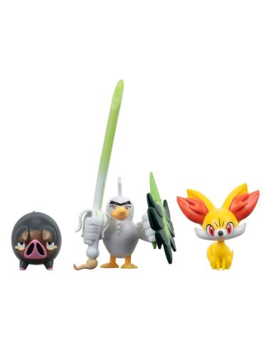 Figuras de Pokémon Fennekin, Lechonk y Sirfetch'd