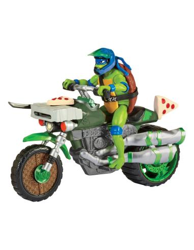 Figura de acción de Leonardo y motocicleta