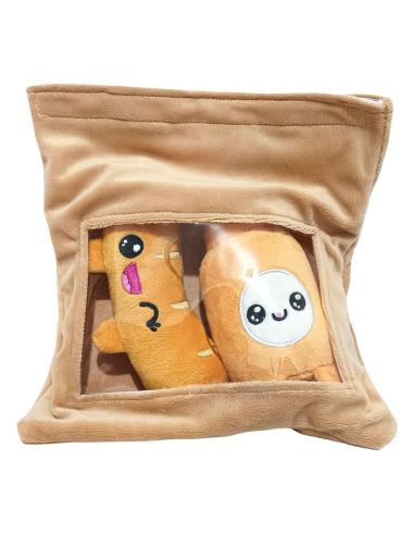 Joy Toy (IT) Pakc de 2 peluches Yummis Together Sausage & Mustard in Take Away Bag 21 cm