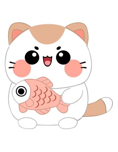 Joy Toy (IT) Funny Cat Peluche Cat with Fish 25 cm