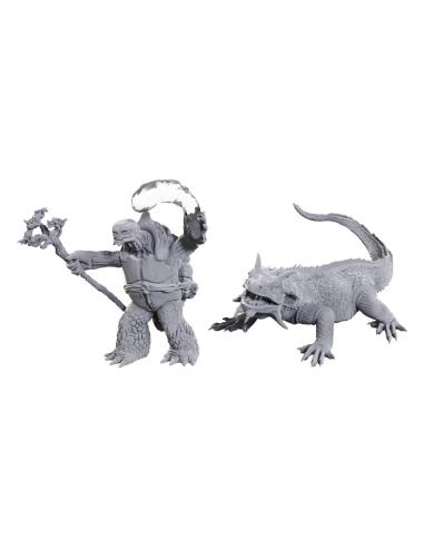 Wizkids D&D Nolzur's Marvelous Miniatures sin pintar Tortle Druid & Wild Shape Giant Lizard