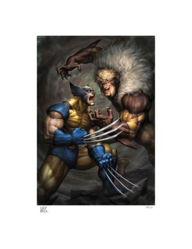Sideshow Collectibles Marvel Litografia Wolverine vs Sabretooth 41 x 61 cm - sin marco