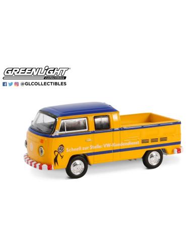 Coche de metal en miniatura Volkswagen T2 cabina doble - VW servicio al cliente (1977) Greenlight 1/64