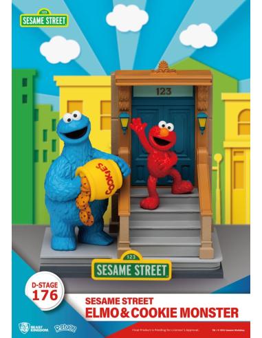 Beast Kingdom Toys Sesame Street D-Stage Estatua PVC Elmo & Cookie Monster 11 cm