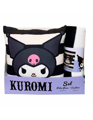 SANRIO Set manta polar + cojin Kuromi Hello Kitty