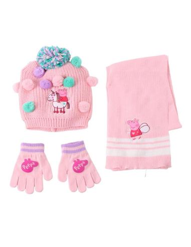 CERDÁ Conjunto gorro guantes braga cuello Peppa Pig