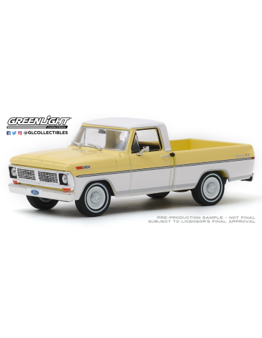 Coche de metal en miniatura Ford F100 (1970) Amarillo Greenlight 1/43