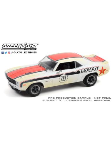 Coche de metal en miniatura Chevrolet Camaro RS - Texaco (1969) Greenlight 86344 escala 1/43