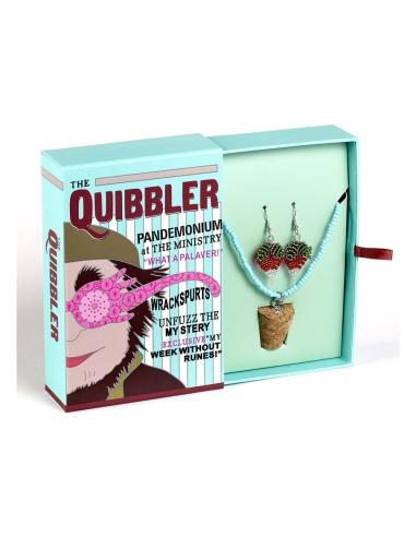 The Carat Shop Harry Potter: Quidditch Collar con colgante de corcho con cuentas Luna y Pendientes de rábano Set de regalo