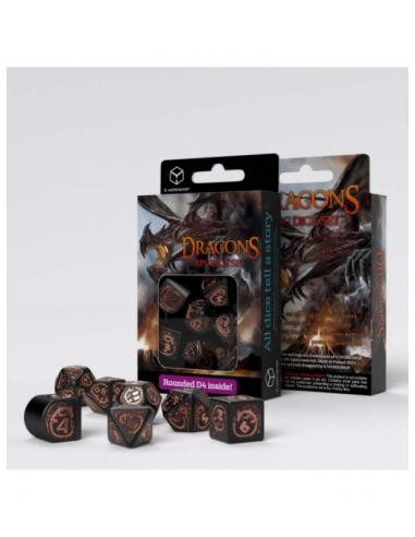 Dados Dragons Modern: Obsidian (7 unidades) - Q Workshop