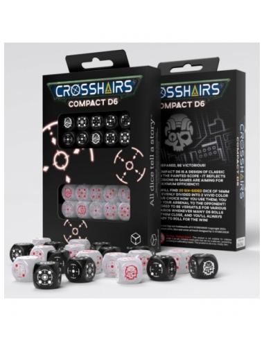 Dados Crosshairs Compact D6 en Blanco y Perla (7 unidades) - Q Workshop