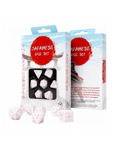 Dados Japanese Blanco & Rosa (7 unidades) - Q Workshop