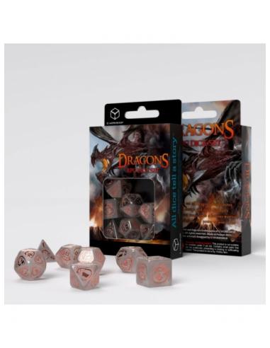 Dados Dragons Gris & Cobre (7 unidades) - Q Workshop
