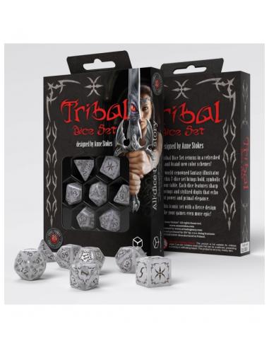 Dados en Gris y Marron (7 unidades) Tribal - Q Workshop