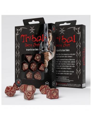 Dados en Rojo y Beige (7 unidades) Tribal - Q Workshop