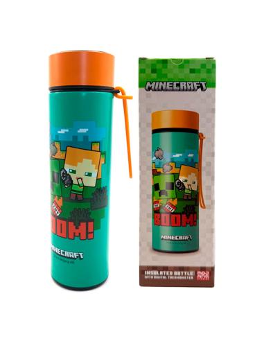 PUCKATOR Botella acero inoxidable termo Minecraft termometro 450ml