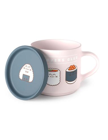 PUCKATOR Juego de taza y posavasos el gato amante del sushi Pusheen